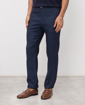 Stefano Ricci Blue linen pants M1T6100210L0005Q