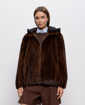 Simonetta Ravizza Brown Hope mink fur coat F06JA419M1A