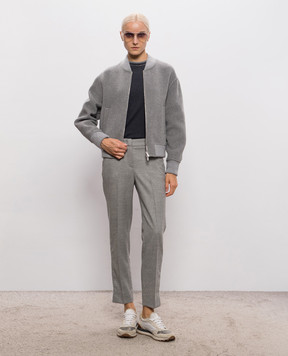 Peserico Grey ribbed long-sleeve shirt S06969J0A5669