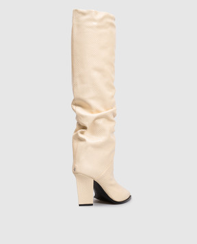 Jimmy Choo Hart beige leather boots with reptile print HARTKB85GHF