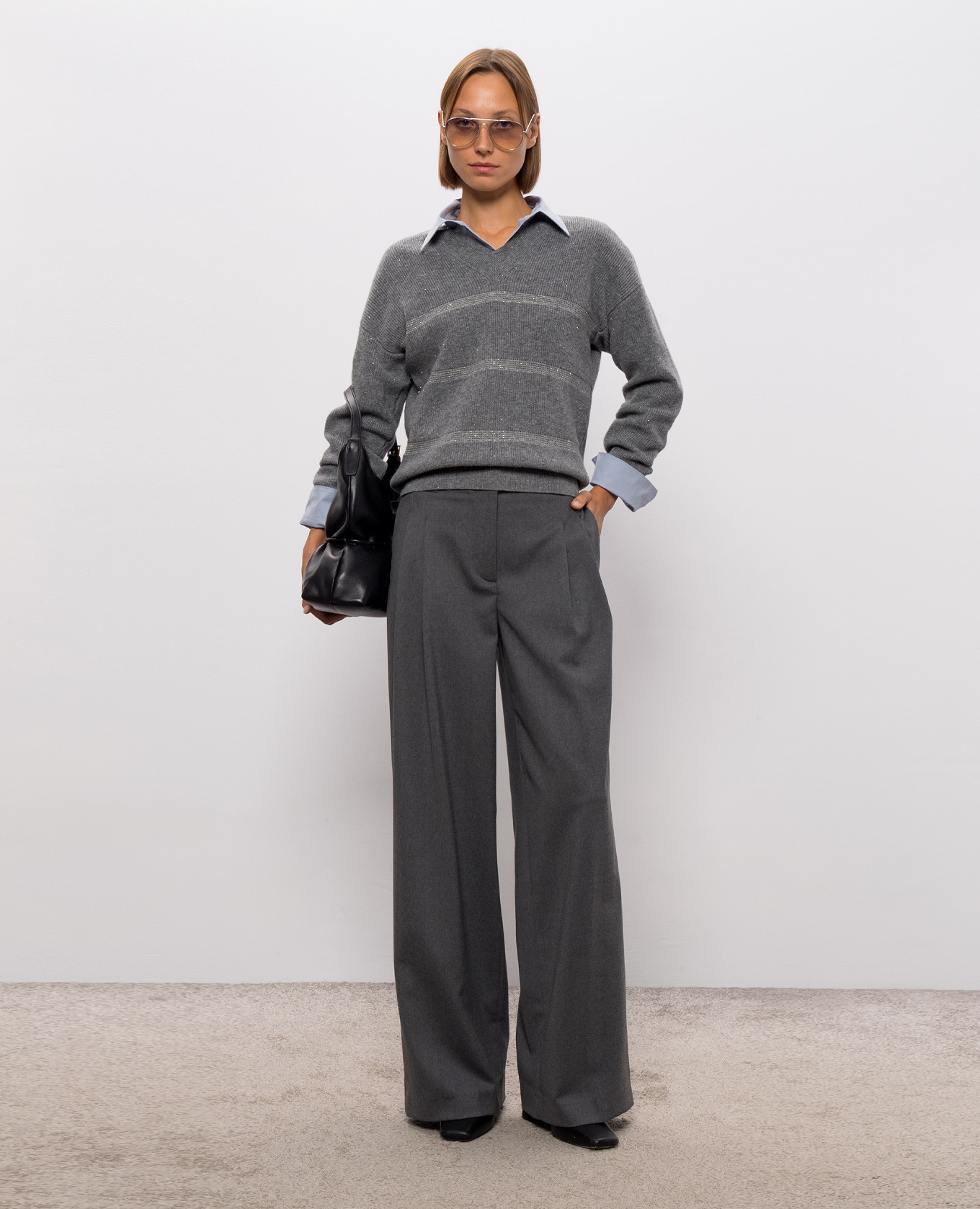 Gray pullover with lurex Peserico 2