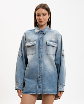 Off-White Blue denim shirt with a worn effect 2YQ006S26DEN002