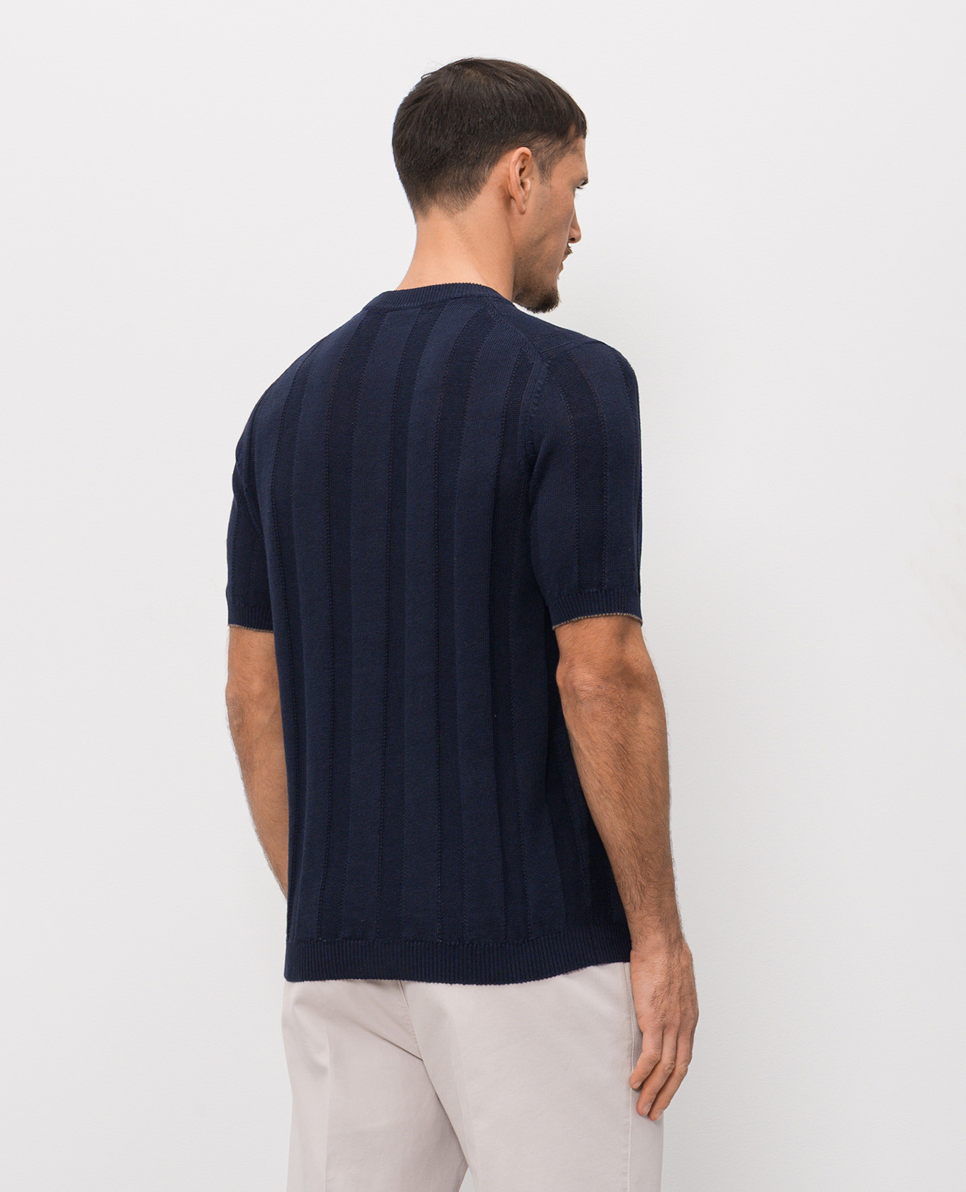 

Blue knitted T-shirt with linen Brunello Cucinelli