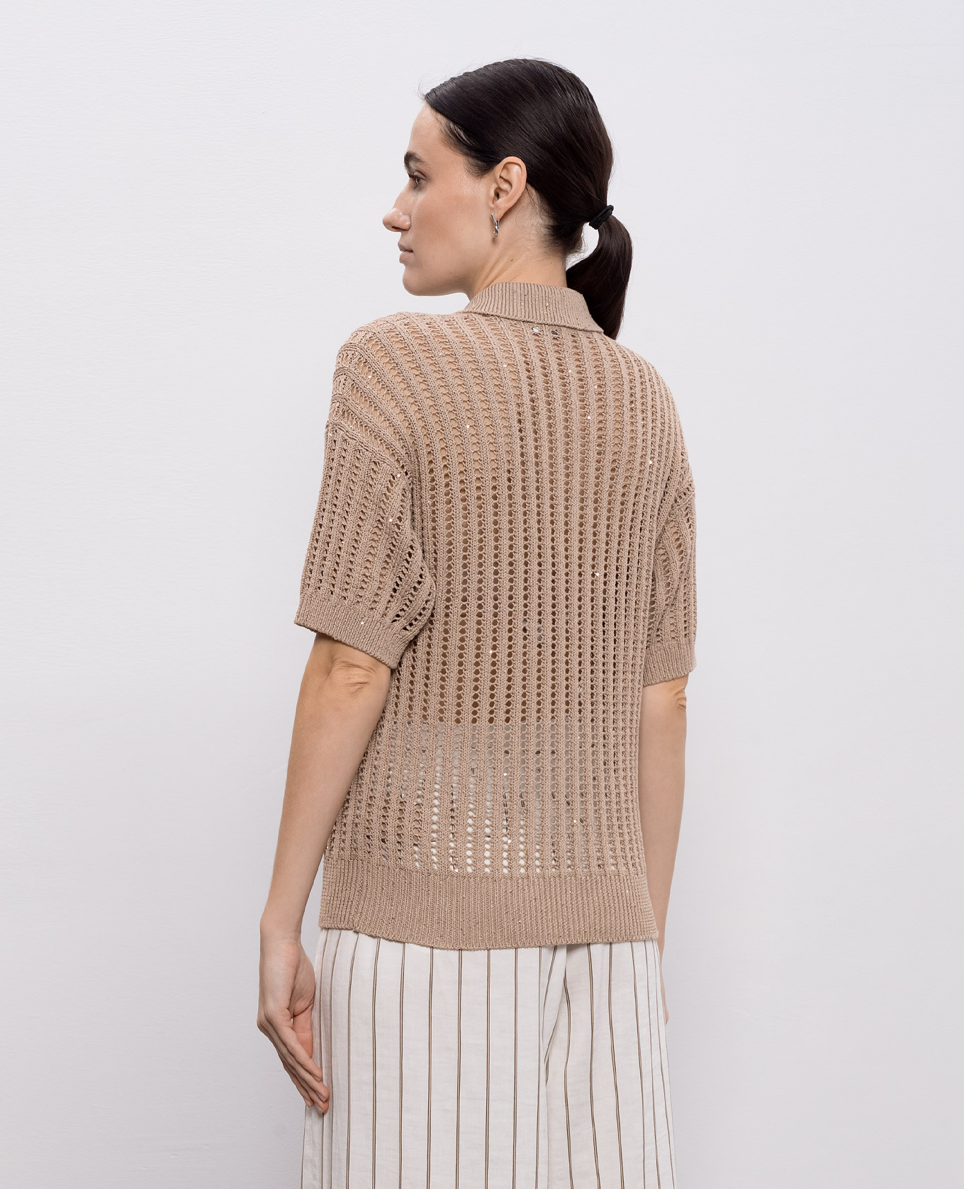 

Brown openwork polo with sequins Peserico