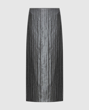 Peserico Gray midi skirt with linen E0520805032