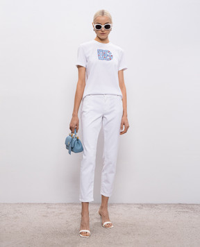 Dolce&Gabbana White T-shirt with DG monogram F8V42ZGDDLX
