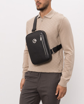 Stefano Ricci Black leather sling bag with emblem ND200PVD