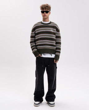 AMIRI Green wool sweater with a pattern AM426KN022