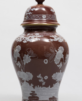 Ginori 1735 Brown porcelain Potiche vase with lid 016RG02FA5356LX0380