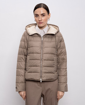 Peserico Brown down jacket with chain A2411606957