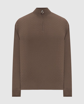 Stefano Ricci Brown cashmere polo shirt with pattern W505046L01W26306