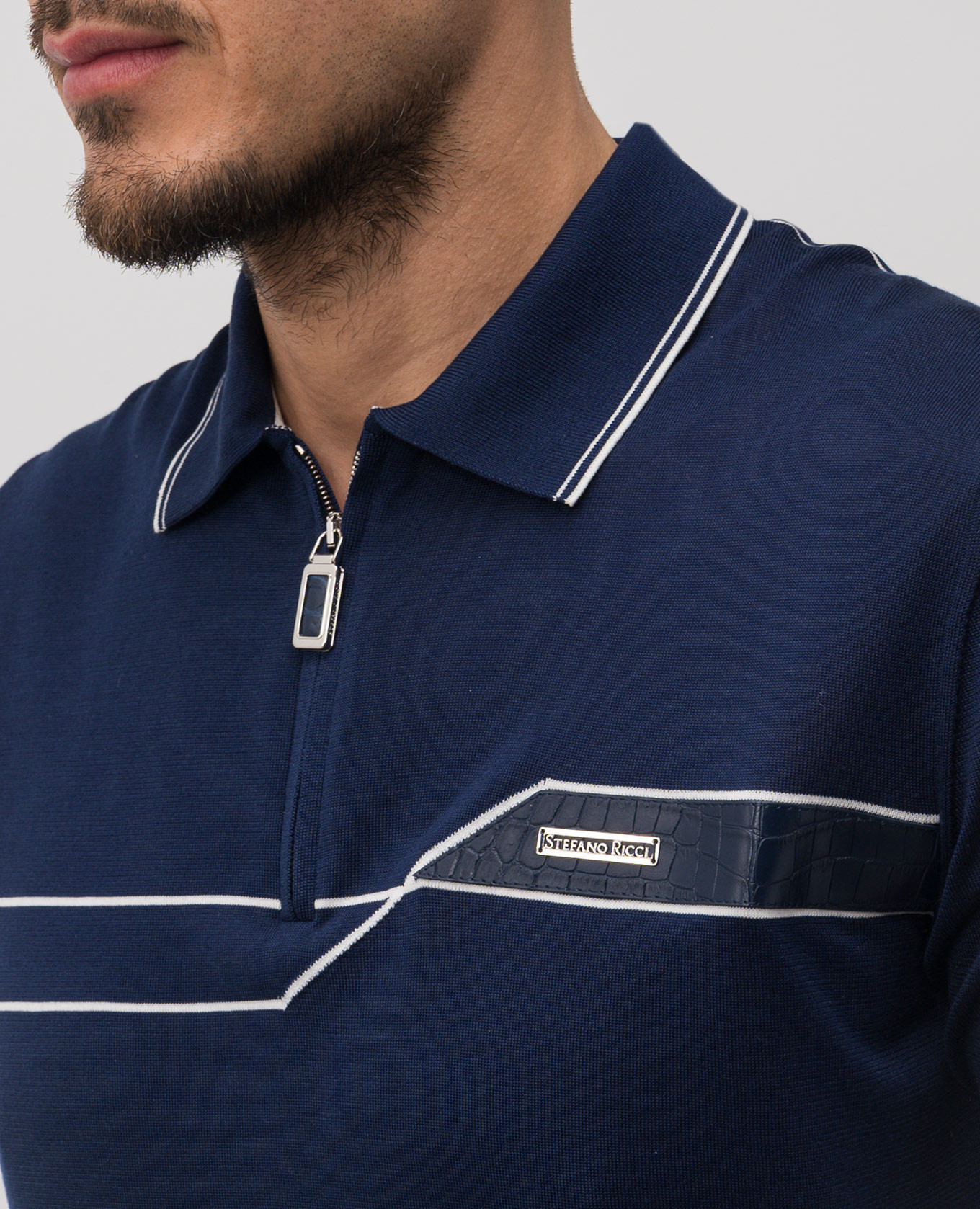 

Blue silk polo shirt Stefano Ricci