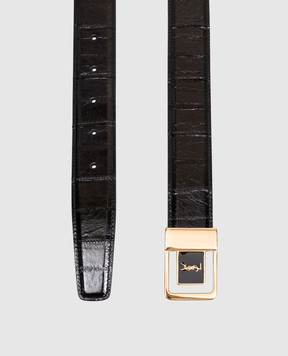 Saint Laurent Cassandre black leather belt 732556EABCU