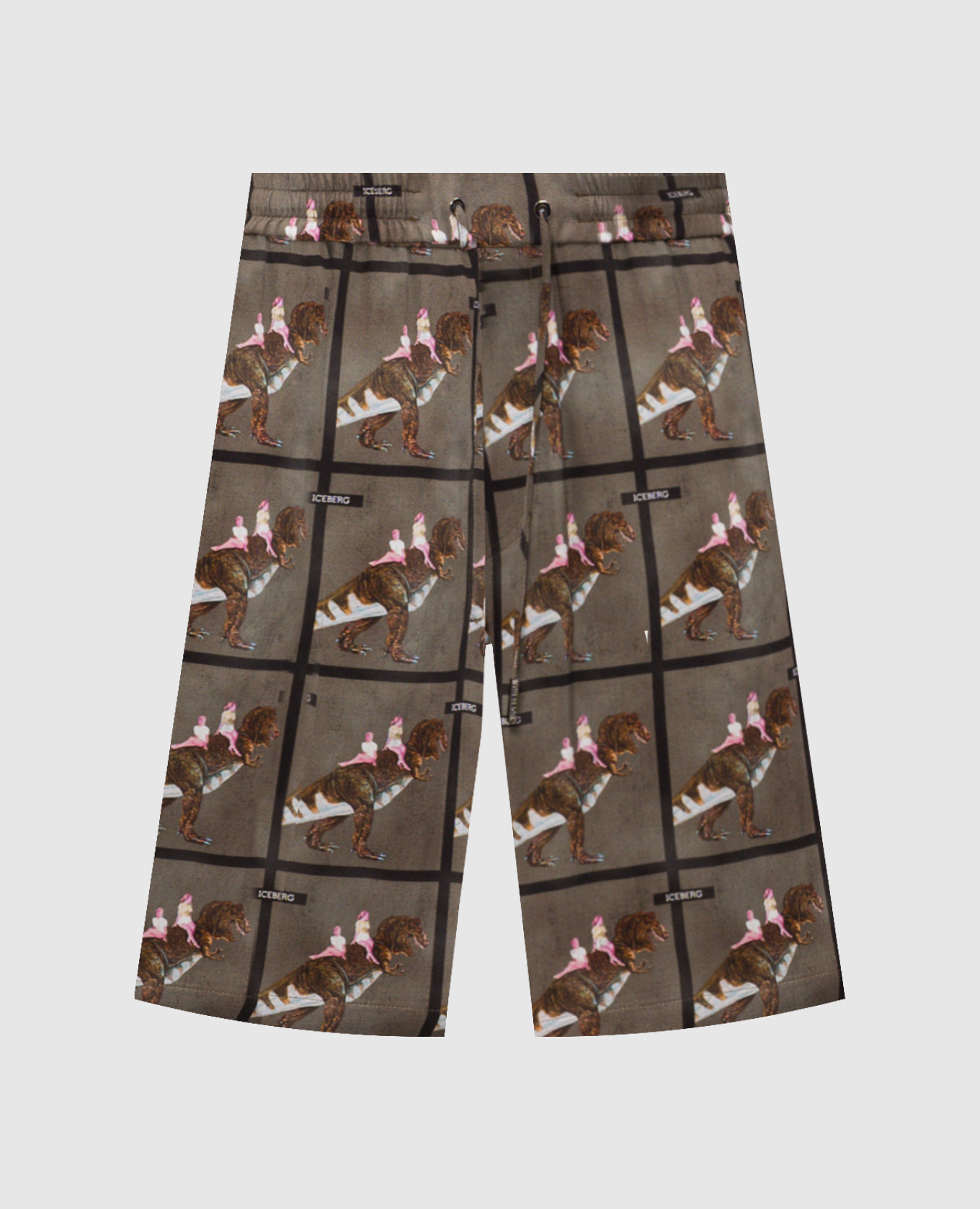 

Khaki shorts with branded print Iceberg