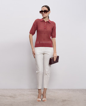 Peserico Burgundy openwork polo with sequins A99081F0509110