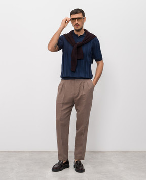 Brunello Cucinelli Blue polo shirt with pattern M29806305