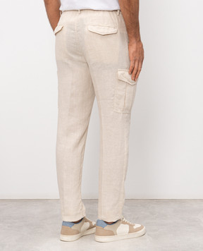 Peserico Beige linen cargo pants R54275T00D02494