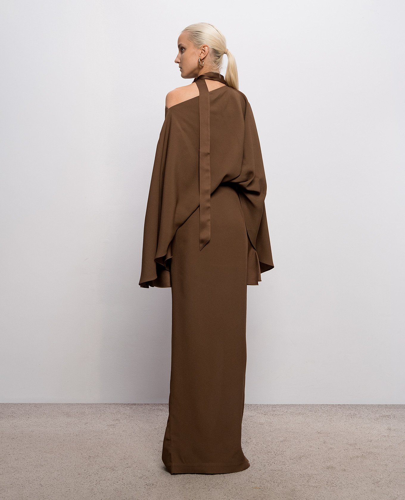 Brooks brown one-shoulder maxi dress Taller Marmo 3