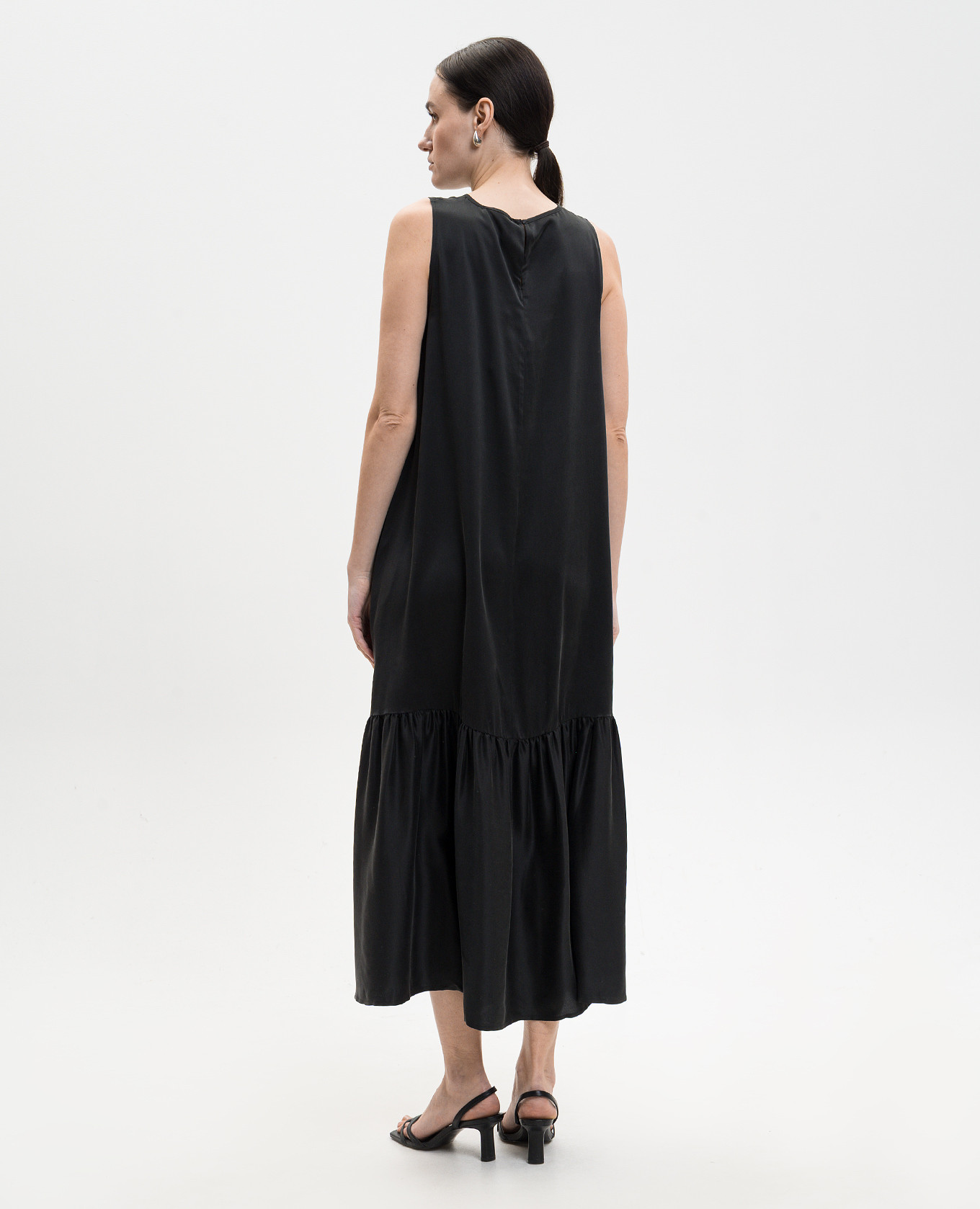 

Rhea black silk ruffle dress Asceno