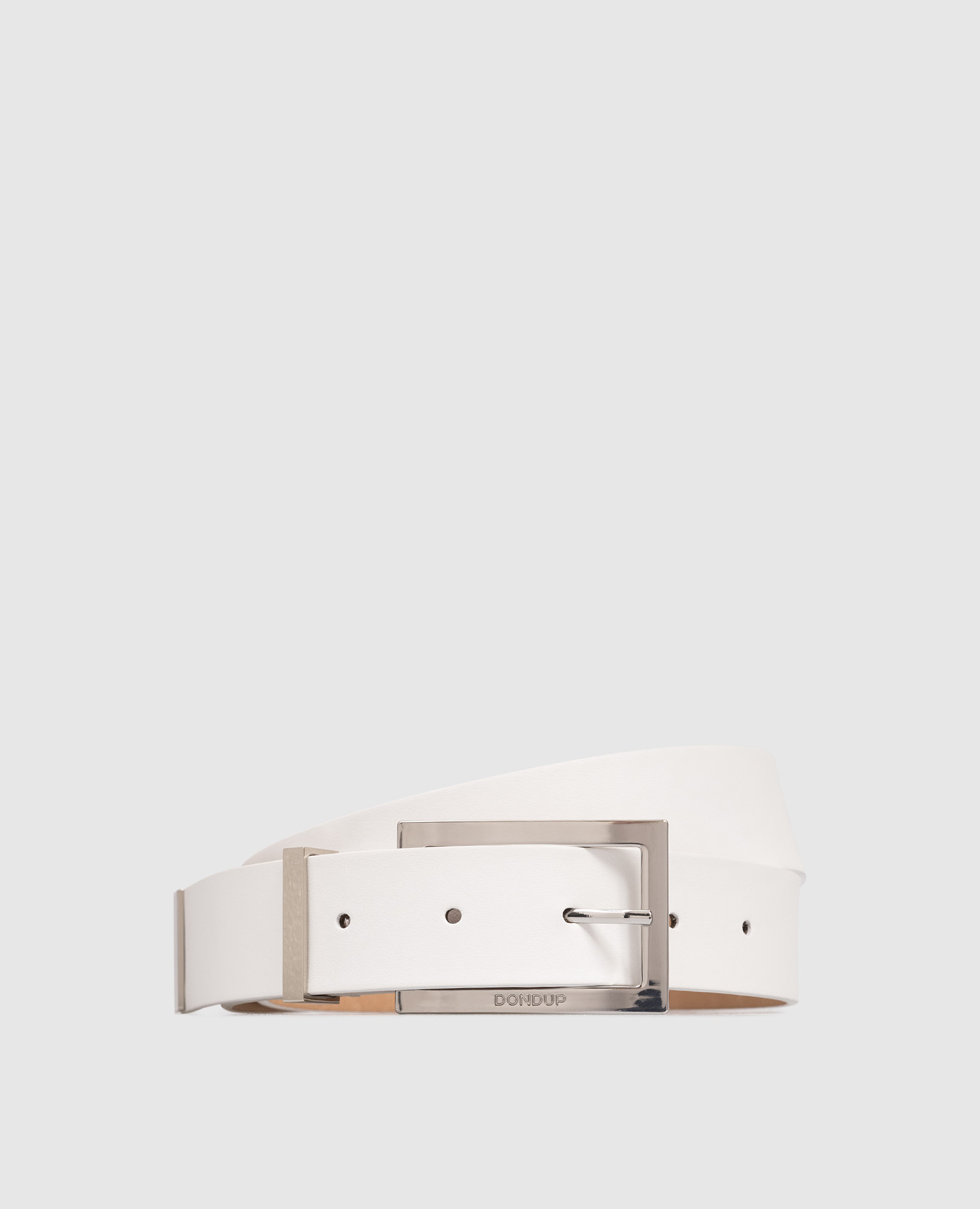 White leather belt with logo