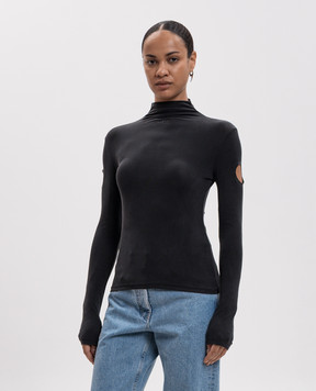 Off-White Black turtleneck sweater with figure-hugging cutouts 2FB00354T