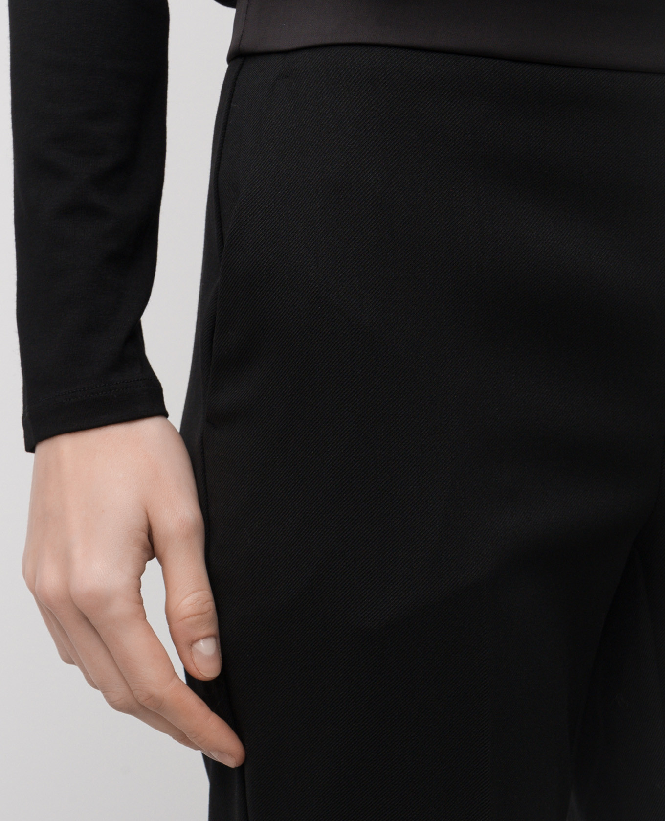 Black wool flared pants with logo Twinset 5