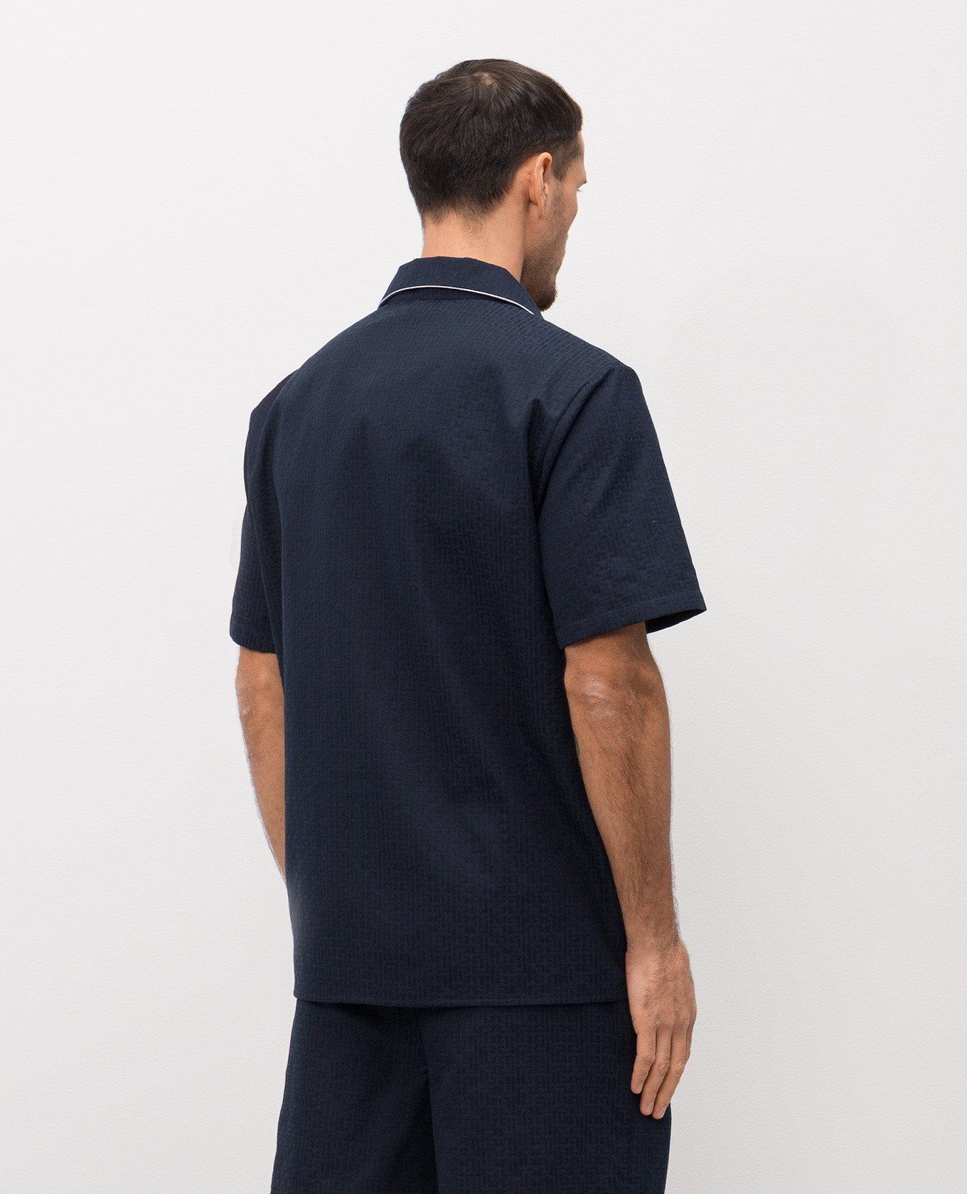 

Blue shirt with branded pattern Balmain