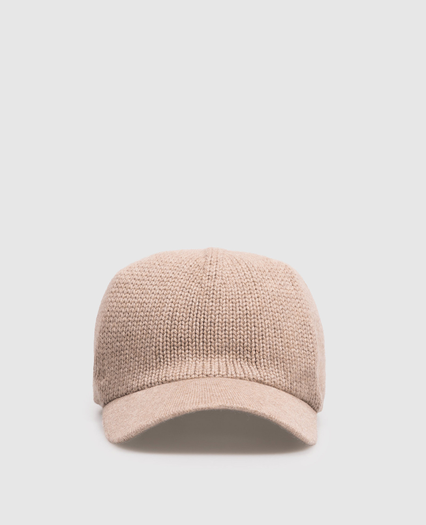 Bufera beige cashmere cap with embroidered emblem
