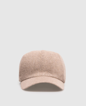 Marco Pescarolo Bufera beige cashmere cap with embroidered emblem BUFERA54M04