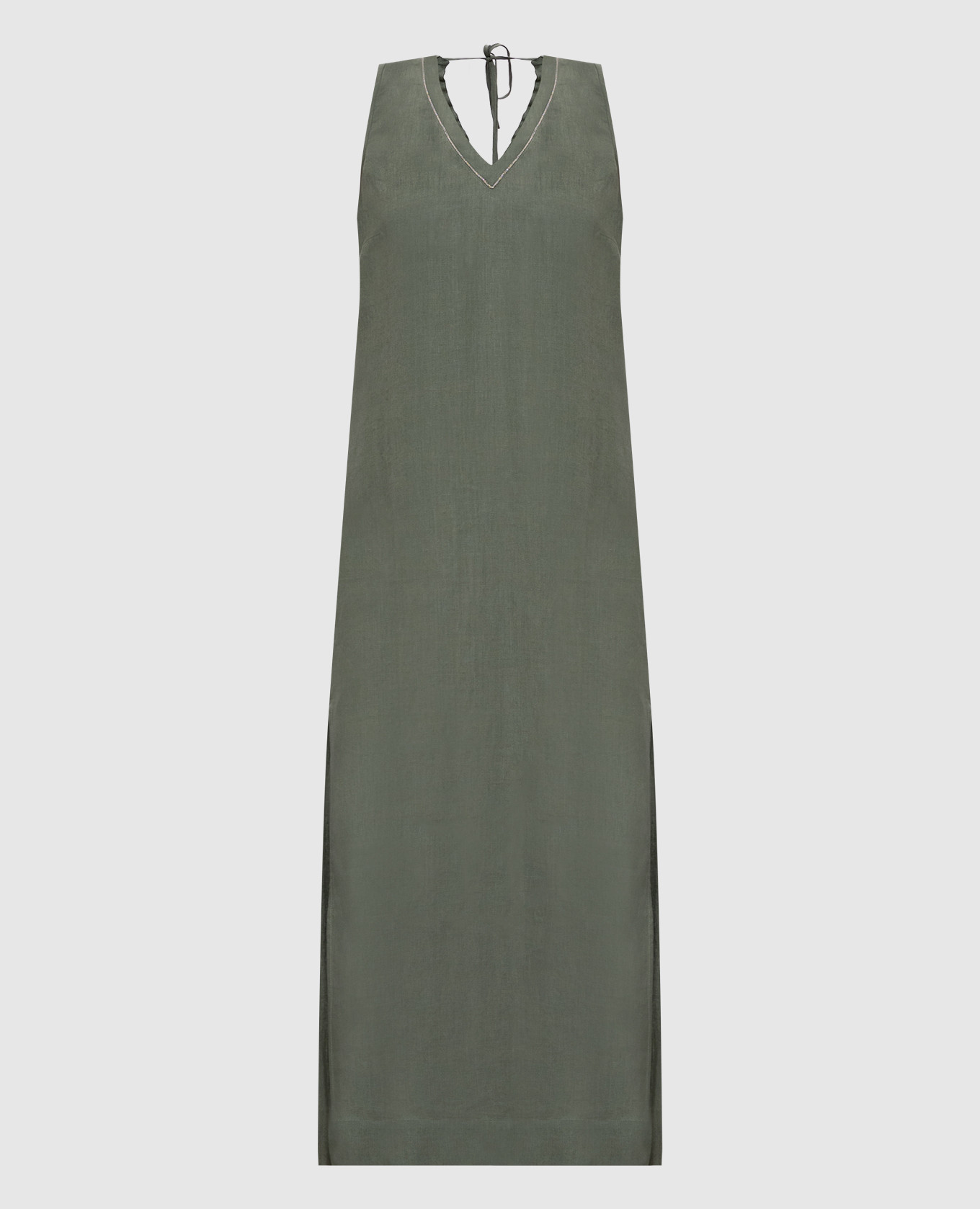 

Green linen dress with monil chain Peserico