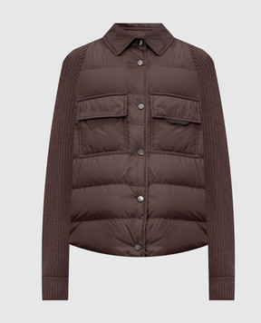 Brunello Cucinelli Brown down jacket with monil chain MD5987696P