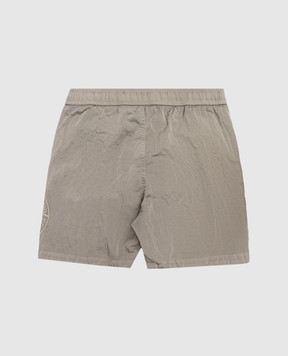 Stone Island Children's khaki shorts with embroidered emblem L1S16B100001S00431012