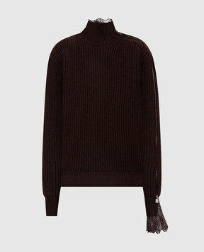 Giuseppe Di Morabito Milano Brown wool sweater with lace 07PFKNT41316759
