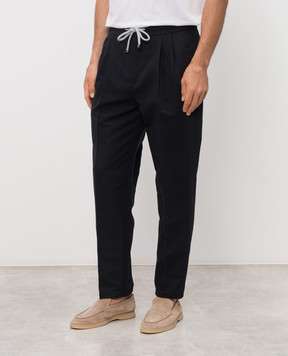 Brunello Cucinelli Navy blue linen pants MH255E1710