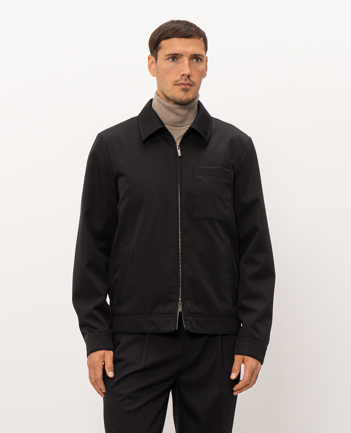 Black wool jacket with logo patch Peserico 3