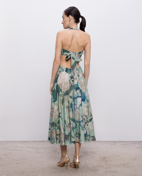 Givenchy Green printed dress with an open back BW22TC16QZ