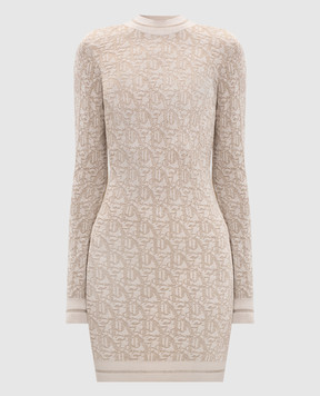 Palm Angels Beige mini dress with lurex PWHI048R24KNI001