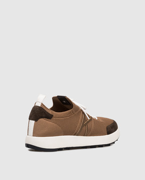 Kiton Brown combination sneakers with monogram USSA031N01217