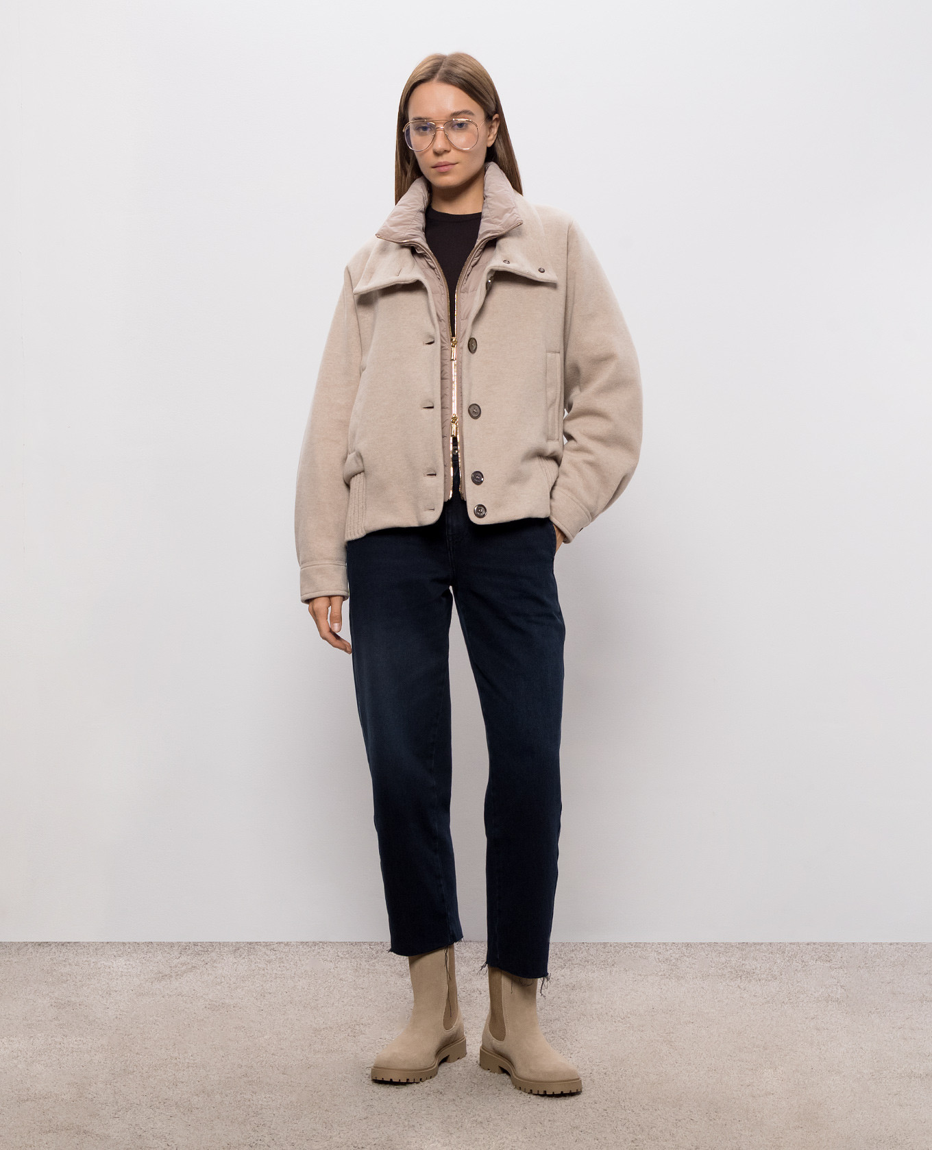 Beige HILSA wool and cashmere down jacket MooRER 2