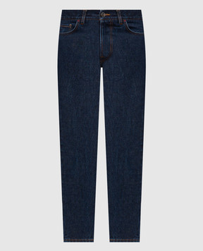 ISAIA Chiaja blue jeans with logo patch PND005DJ132