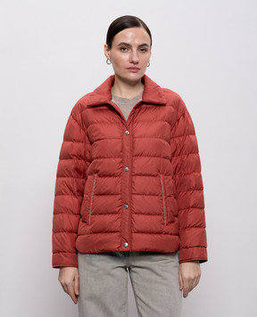 Peserico Red down jacket with monil chain A2411406957