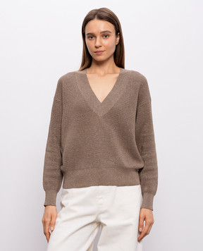 Brunello Cucinelli Brown pullover with lurex MST263312