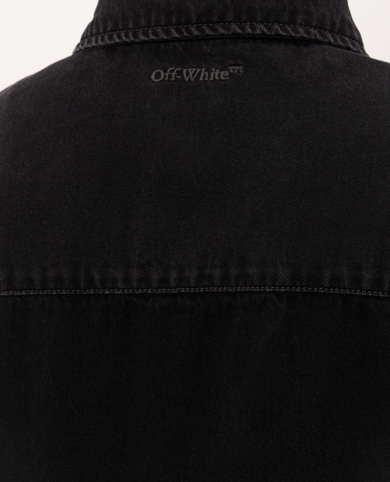 Black denim shirt with logo embroidery Off-White 5