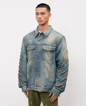Off-White Blue denim jacket with a distressed effect OMYE09BF25DEN001