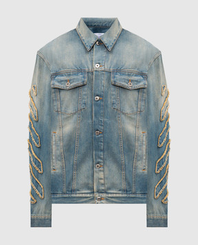 Off-White Blue denim jacket with a distressed effect OMYE09BF25DEN001
