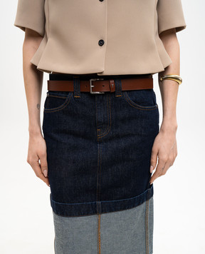 Ami Paris Brown leather belt with textured emblem UBL205AL0140w