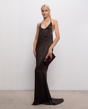Tom Ford Brown silk dress with an open back AB3711FAX1720