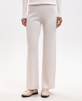Twinset Ivory ribbed trousers 262LI3EBB