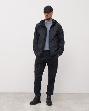 Stone Island Blue windbreaker with logo patch L1S154100001S0A23