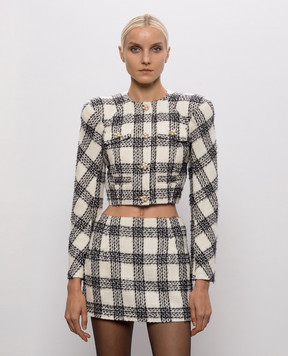 Vetements Ivory checked cropped jacket WH27JA025WC